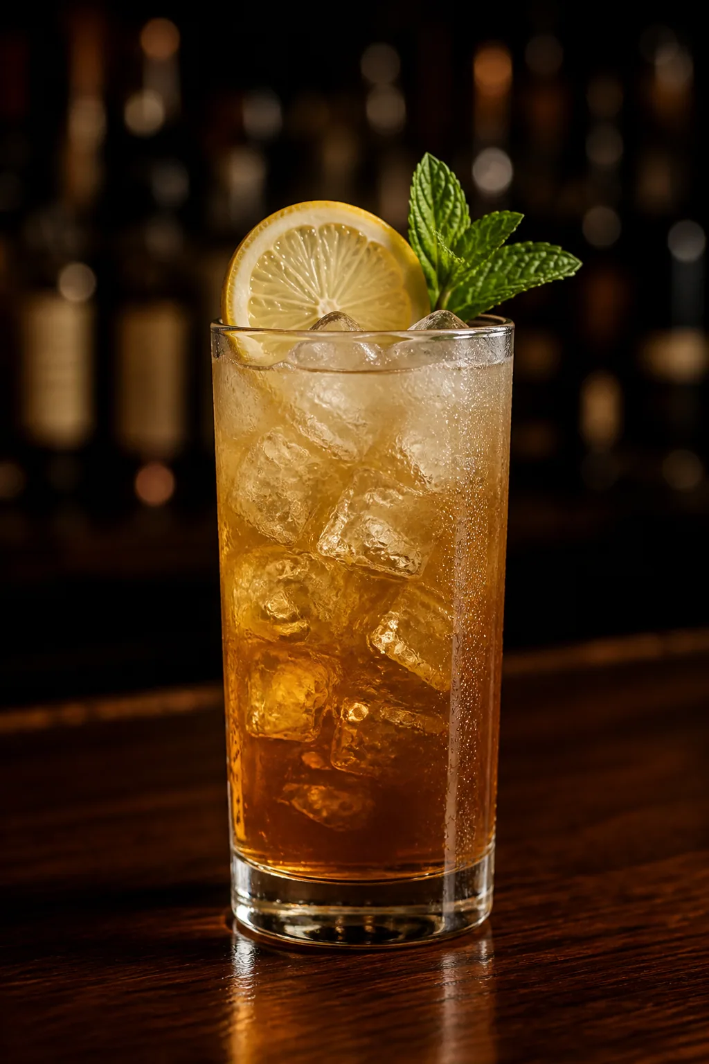 Arnold Palmer i highballglas med iste, citronskiva och myntakvist