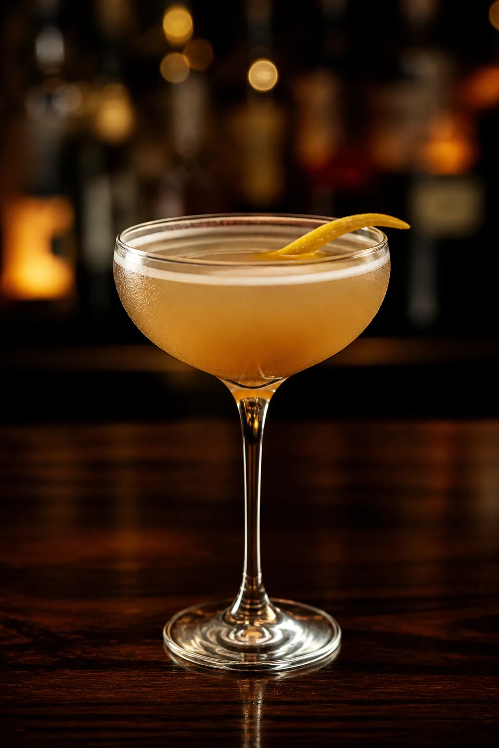 Hesitation i coupe, ljust bärnstensfärgad och lätt grumlig med citronzest