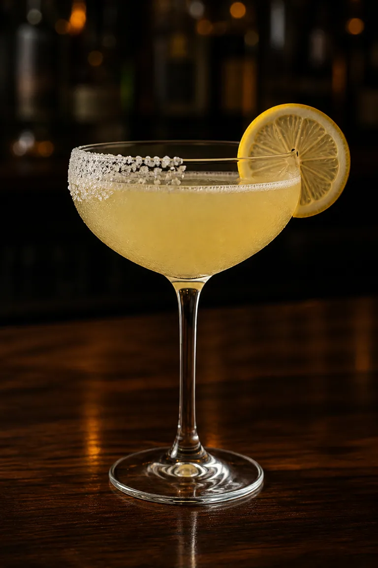 Lemon Drop i coupe med sockerkant och tunn citronskiva