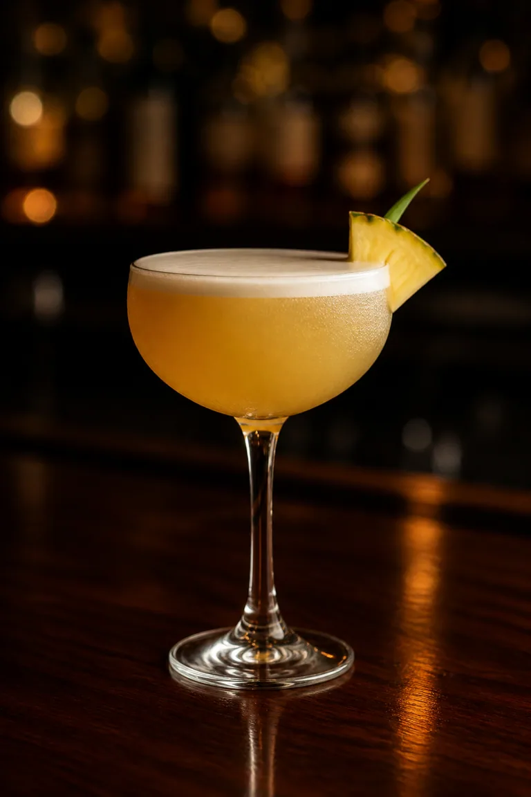 Royal Hawaiian i coupeglas med ljusgul färg och tunn skumkrona