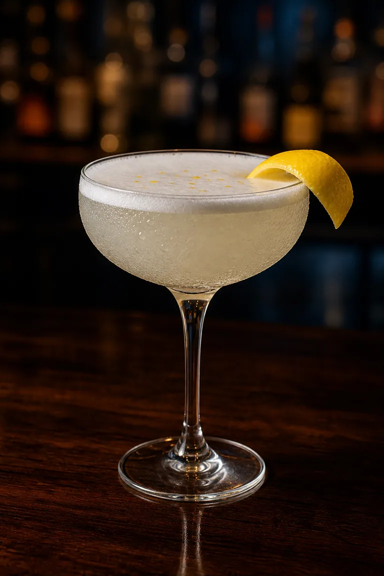 White Lady i coupeglas med vitt skumlock och citronzest